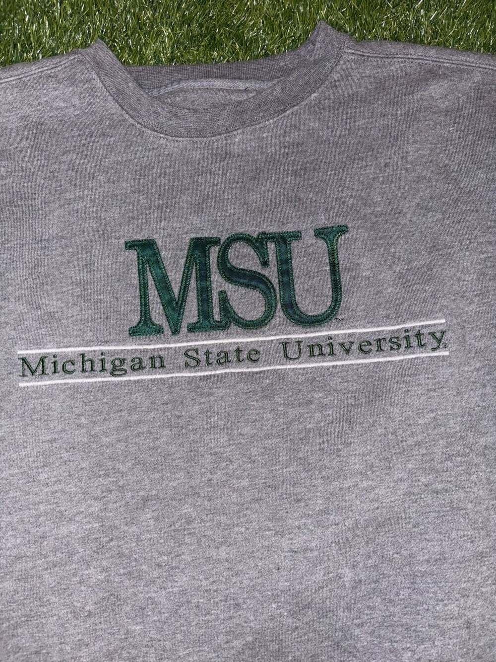 Vintage JanSport Michigan State University MSU Crewneck Sweatshirt Grey Size M - Picture 2 of 4